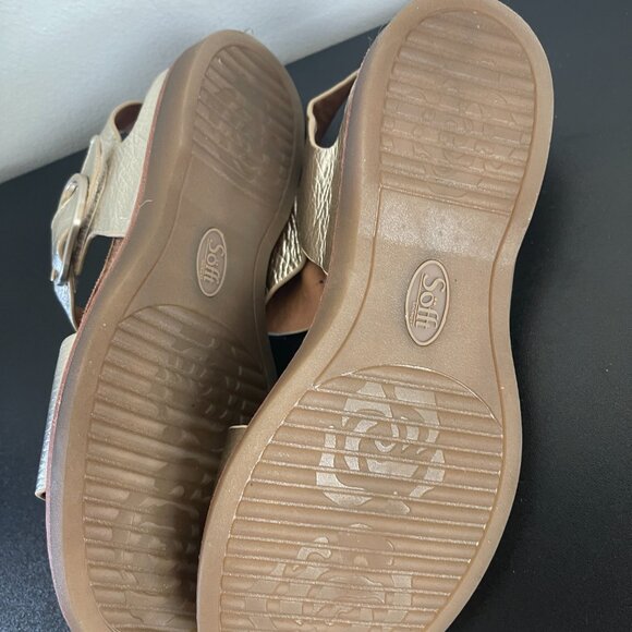 SOFFT Women's Sandal Sofft Bali anthracite metallic silver leather shoe size 7,5 - Picture 15 of 16